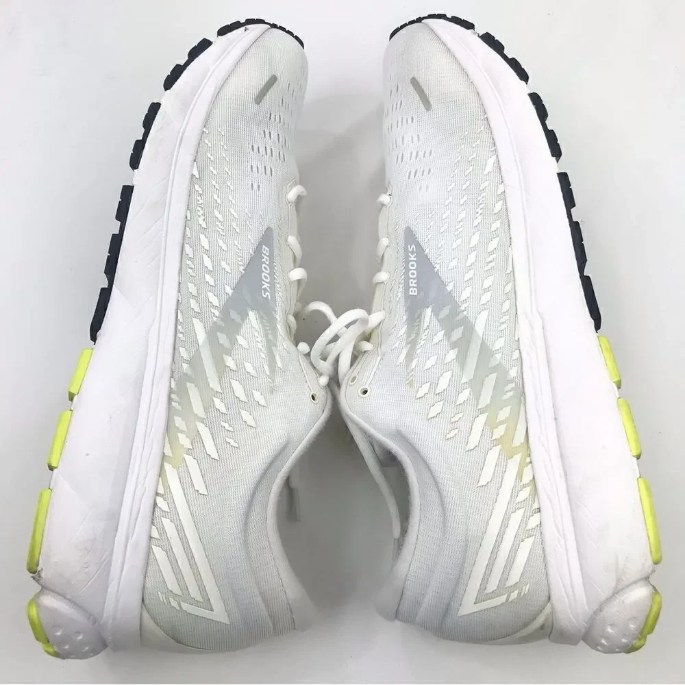 Brooks White Neon Ghost 13 Loft DNA Sole Lace Up Running Athletic Shoes